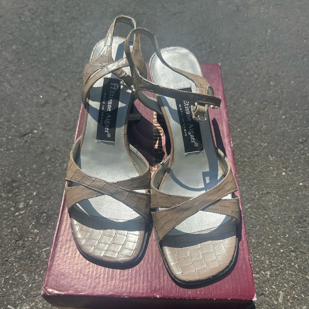Etienne Aigner Taupe Strappy Heels
